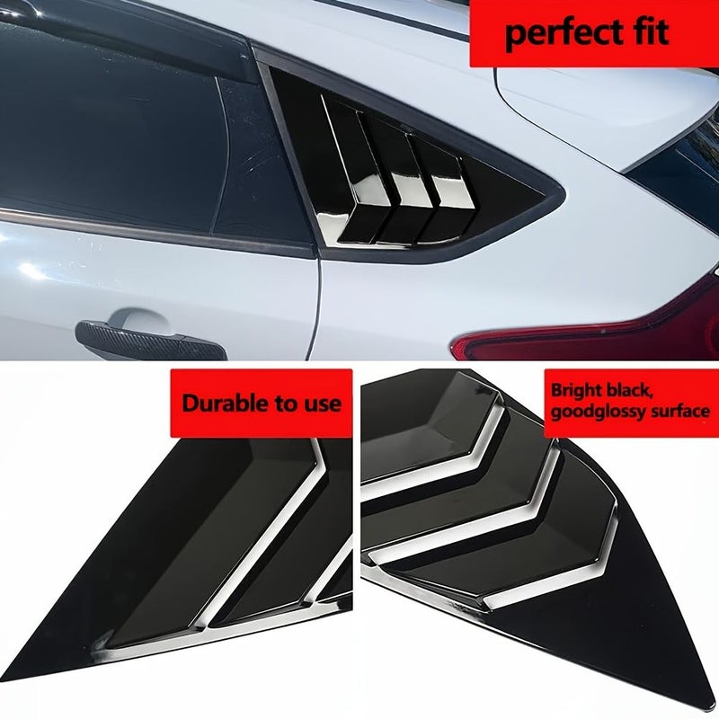 For 2012-2018 Ford Focus Bright Black Exterior Rear Triangular Louver Window Decoration Modification Accessory - Image 5