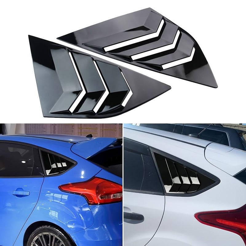 For 2012-2018 Ford Focus Bright Black Exterior Rear Triangular Louver Window Decoration Modification Accessory - Image 1