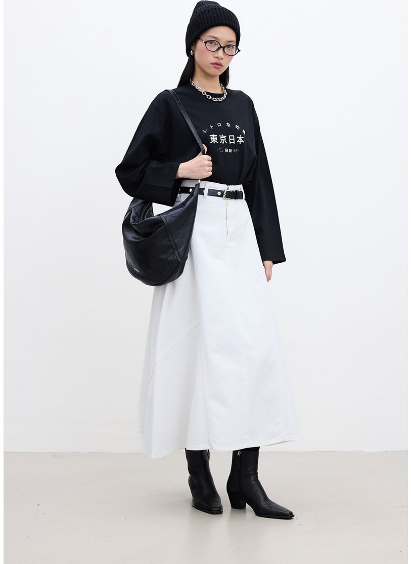 Manuka Flounce Denim Skirt Ecru  - Image 1
