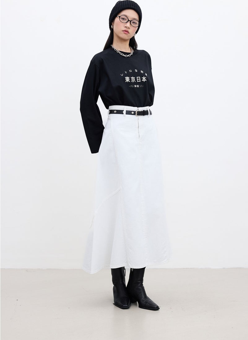 Manuka Flounce Denim Skirt Ecru  - Image 2