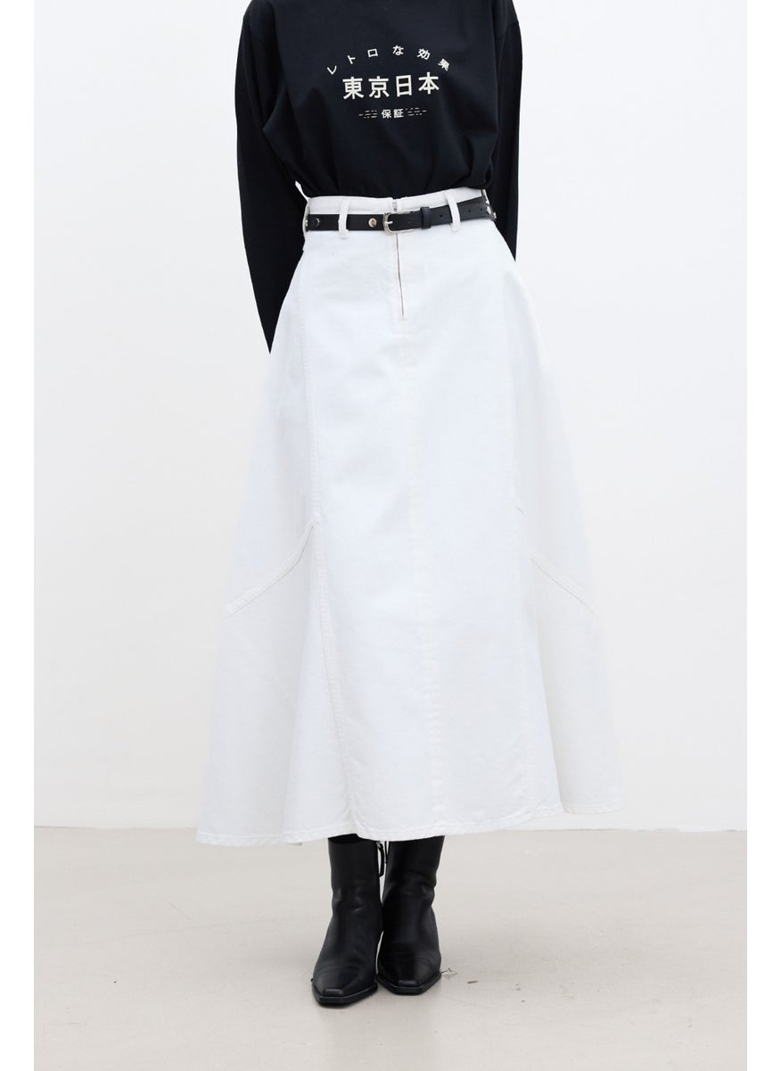 Manuka Flounce Denim Skirt Ecru  - Image 3