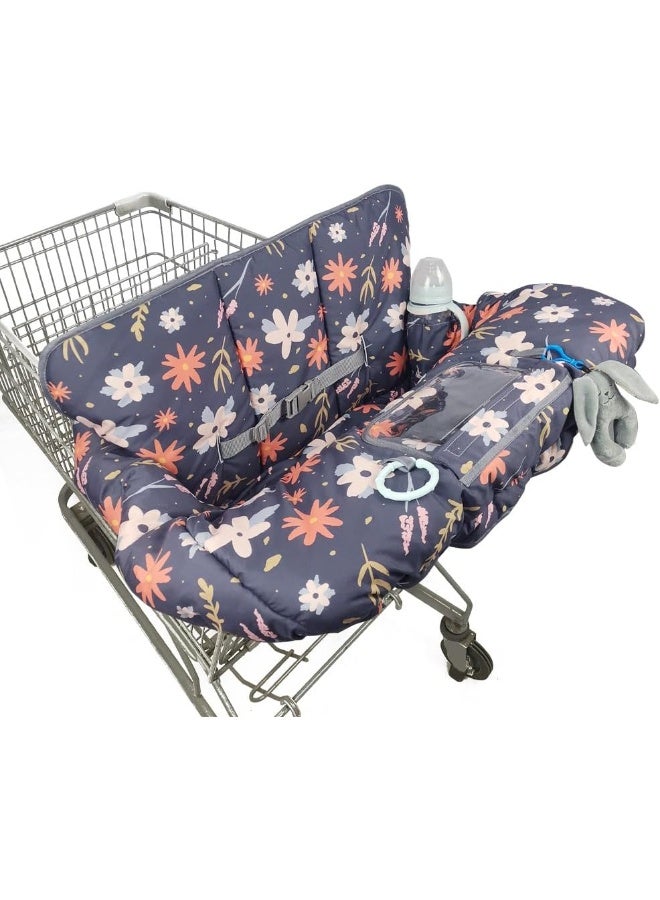 DODO NICI Shopping Cart Cover for Baby/Toddler, Cozy High Chair Cover & Grocery cart Cover Cushion, Dark Blue - Image 1