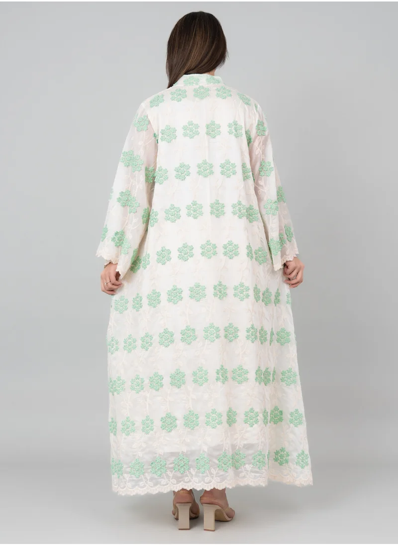 IKKXA Floral Aura Embroidered Jalabiya OMN03 Green