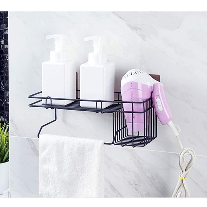 Varahry Self Adhesive Wall Mounted Kitchen Storage Hanging Rack Basket with Tissue Holder and Kitchen Towel Holder Wardrobe Hanging Organizer Bathroom Storage Rack - Image 1
