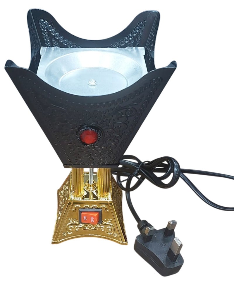 GOOAS Luxury Hexagonal Electric Incense Burner Oud Mabkhara with Safety On/ Off Switch and Power Indicator Light for Home, Office and celebrations Decor - Black - Image 1