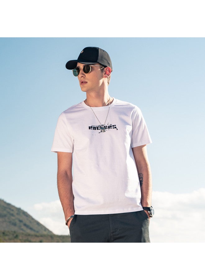 Cotton】men's Short Sleeve T-shirt With Creative Print, Round Neck Casual Tee For Youth - Image 3