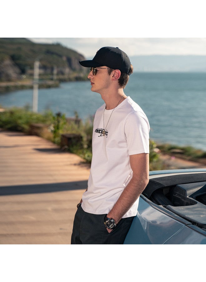 Cotton】men's Short Sleeve T-shirt With Creative Print, Round Neck Casual Tee For Youth - Image 5