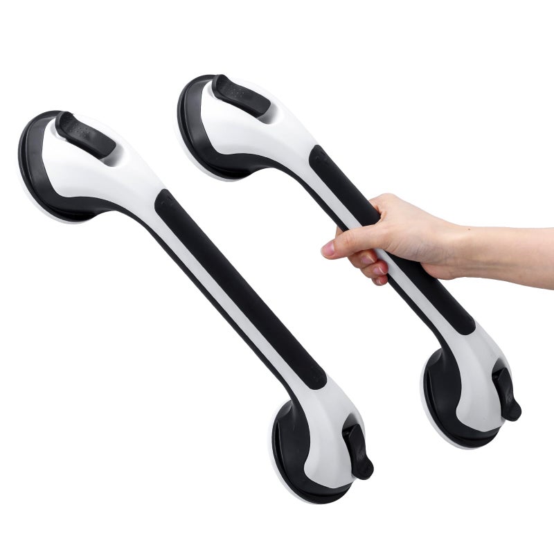 TAILI Shower Grab Bar 2 Pack Suction Grab Bars for Bathtubs and Showers, Heavy Duty Shower Handle Removable Shower Handrails for Seniors and Elderly, Bathroom Safety Grip No Drilling Waterproof, Black - Image 1