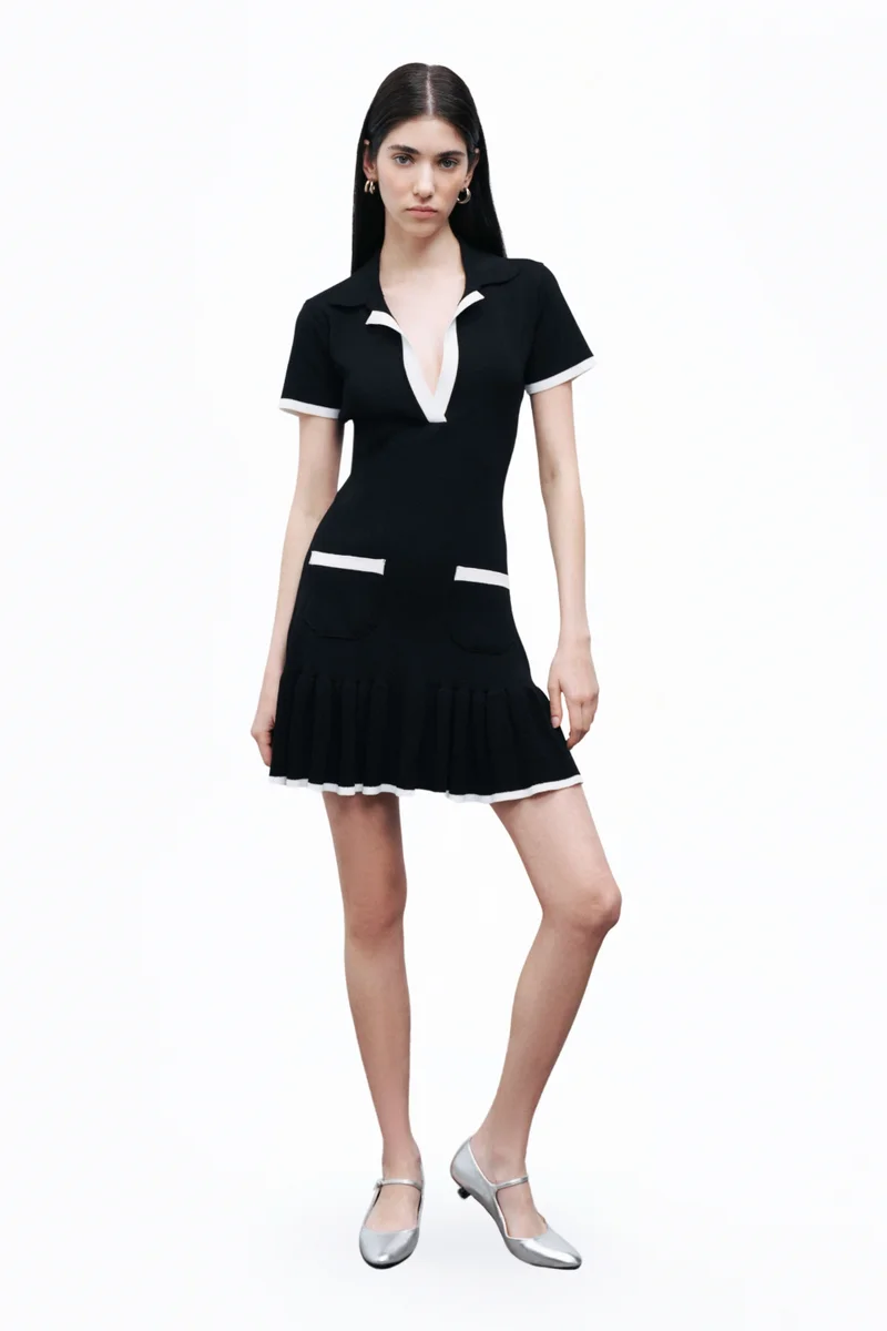 نوكتورن Pleated Mini Knit Dress