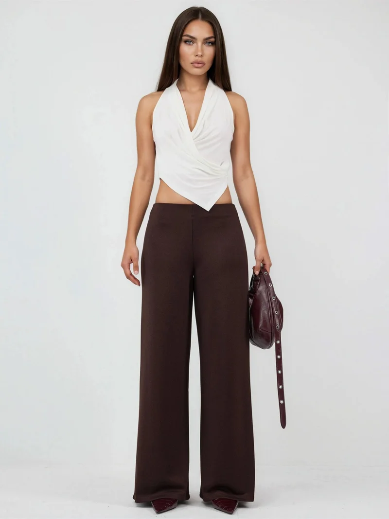 بوسيم BUSEM High Waist Wide Leg Trousers