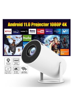 Mini Projector, HY300 Auto Keystone Correction, 4K 1080P Support Portable Projector, 150 ANSI Smart Projector with 2.4/5G WiFi, Android 11.0, 130 Inch Screen Outdoor Home Video Projector