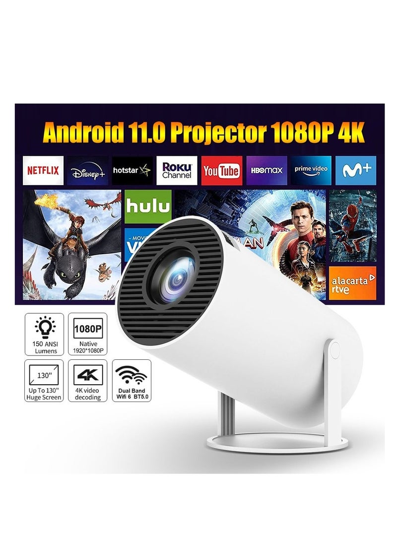 Generic - Mini Projector, HY300 Auto Keystone Correction, 4K 1080P Support Portable Projector, 150 ANSI Smart Projector with 2.4/5G WiFi, Android 11.0, 130 Inch Screen Outdoor Home Video Projector - Image 1
