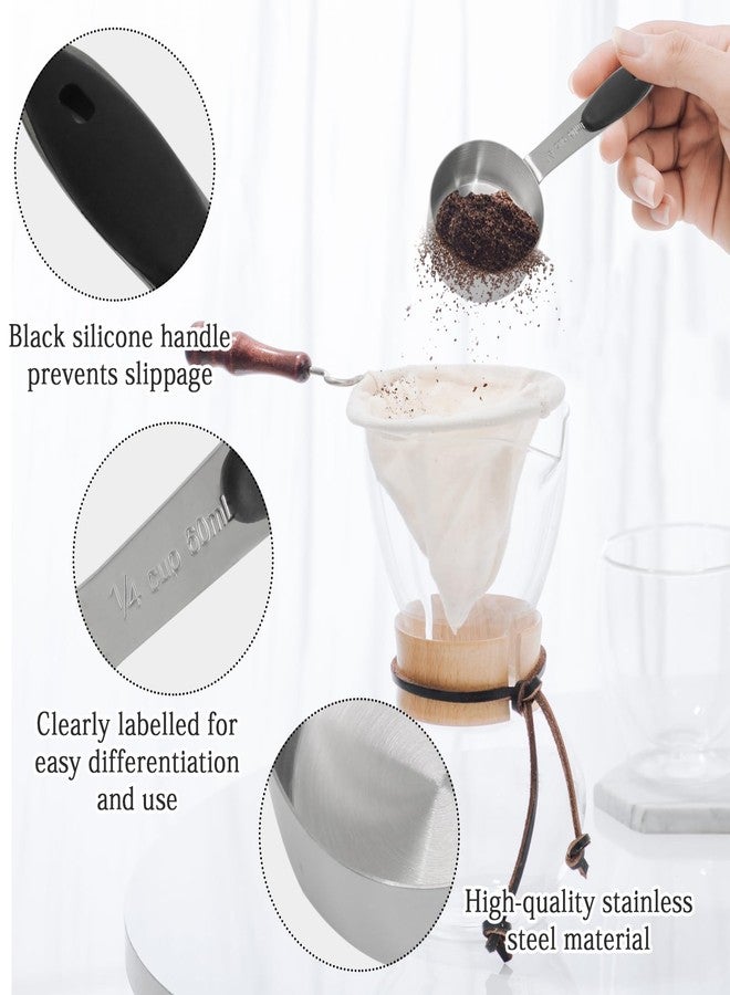 Cionyce 2/3 cup measuring cup,160 ML Stainless Steel Coffee Measuring Scoops, Single Metal Coffee Scoop Measuring Cup with Black Silicone Handle - Image 2