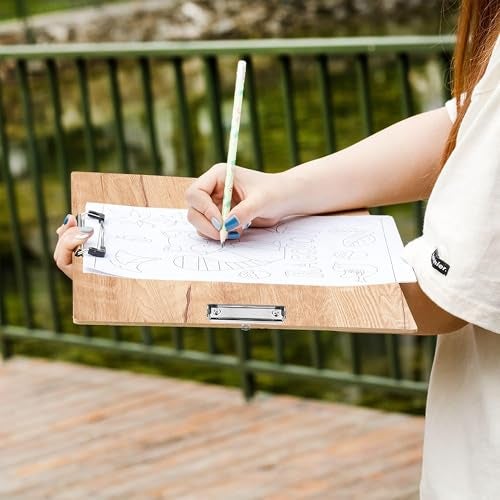 Eduway 19x14 Wooden Drawing Board/Lap Board | with 2 Paper Clips | Perfect for Sketching, Painting, Writing & Art Work | Smooth Durable Surface for Student, Artists & Kid - Image 5