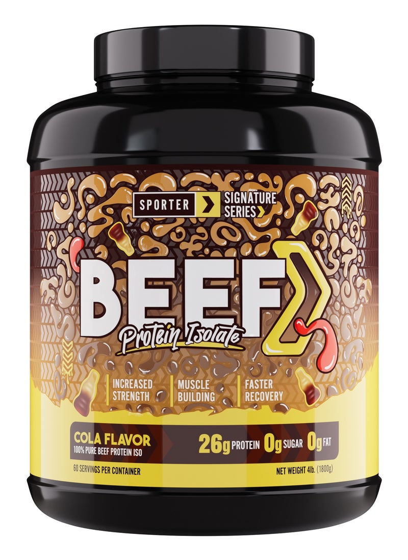 SPORTER Sporter Beef Protein Isolate – 60 Servings | 26.4g Protein Per Scoop | Zero Fat, Sugar & Carbs | Cola Flavor | Lactose-Free | No Amino Spiking or Fillers | Pure Muscle Recovery Fuel  - Image 1