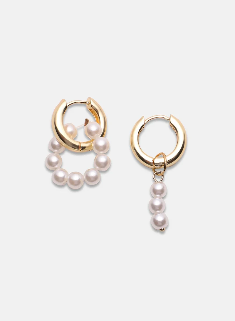 SOHI Asymmetrical Pearl Artificial Hoop Earring Jewellery