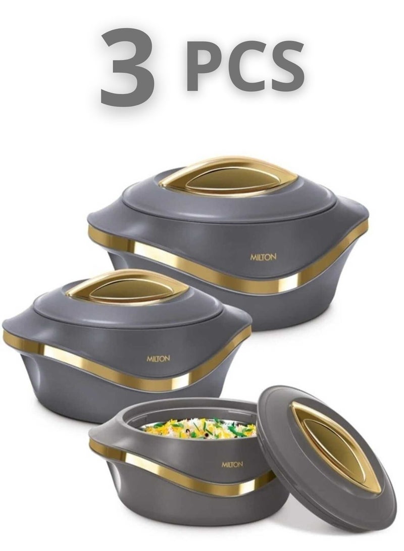 MILTON Insulated Casserole Dish with Lid – 3-Piece Set (2500/1500/1000 ML) Hot Pot Food Warmer/Cooler – Thermal Soup & Salad Serving Bowls – Stainless Steel Inner – Best Gift Set for Moms – Perfect for Holidays - Image 1