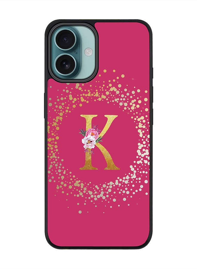 Stylizedd For iPhone 16 Plus Case [Compatible with MagSafe] Slim Magnetic cover Phone Case iPhone 16 Plus -Custom Monogram Floral - K ( Deep Pink ) - Image 1