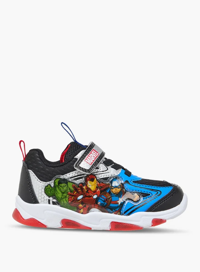 MARVEL Boys Avengers Print Light-Up Sneakers with Hook and Loop Closure
