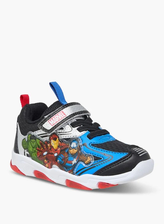 MARVEL Boys Avengers Print Light-Up Sneakers with Hook and Loop Closure