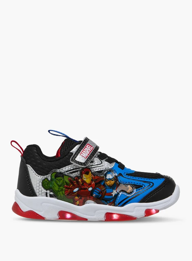 MARVEL Boys Avengers Print Light-Up Sneakers with Hook and Loop Closure