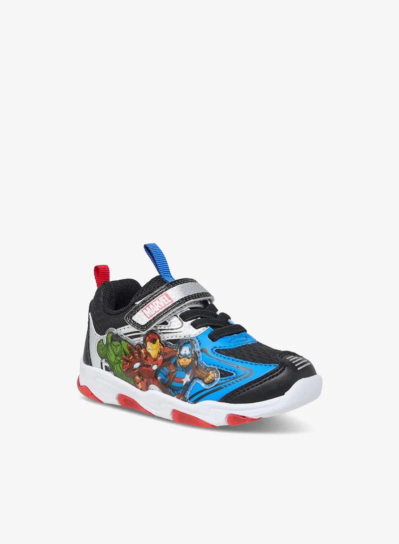 MARVEL Boys Avengers Print Light-Up Sneakers with Hook and Loop Closure
