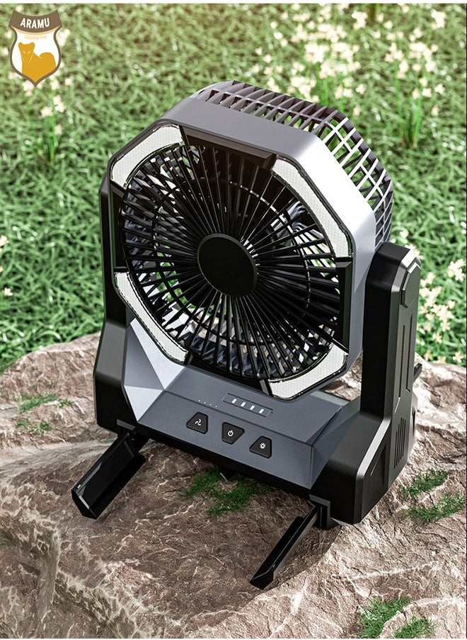 Aramu Folding retractable charging fan, 8000mah battery life of up to 12 hours, short charging time, suitable for camping, family, fishing, hiking, barbecue, adjustable  - Image 1