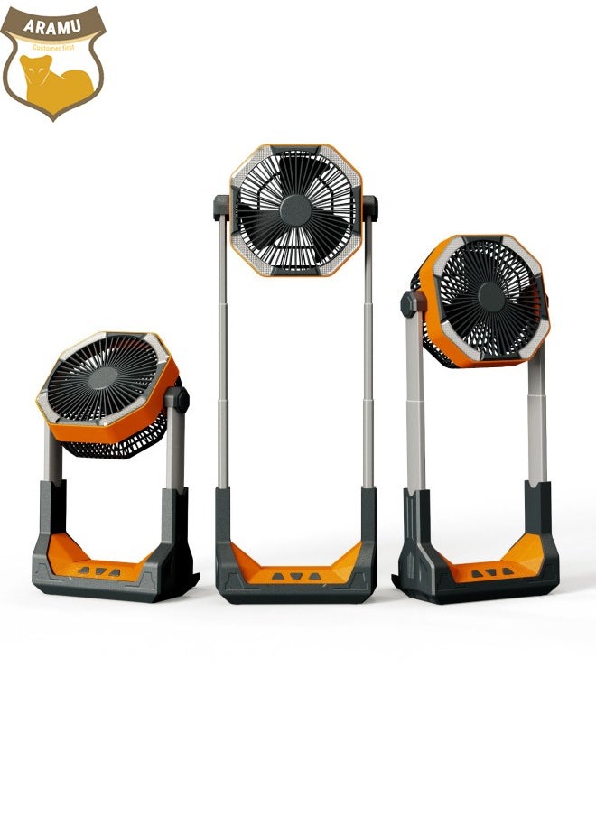 Aramu Folding retractable charging fan, 8000mah battery life of up to 12 hours, short charging time, suitable for camping, family, fishing, hiking, barbecue, adjustable  - Image 2
