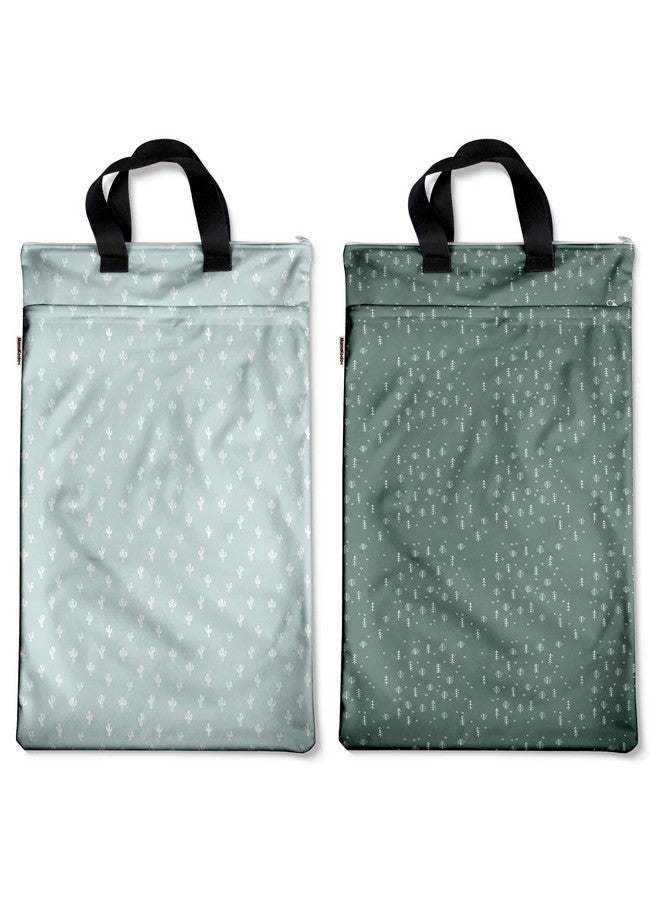 Mama Koala Reusable Hanging Wet Dry Bags for Baby Items, Cloth Diapers, Swimsuits, Travel, Gym Clothes, Beach, Pump Parts, Toiletries, Two Zippered Pockets, 2 Pack (W005L) - Image 1