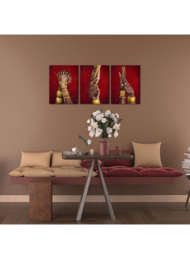 Home Trove Sechars African American Wall Art Canvas Black Woman And Man Hand In Hand Love Painting Bedroom Decor Gold Jewelry Pictures Poster Artwork Modern Home Living Room Decorations (Small)  - Image 4
