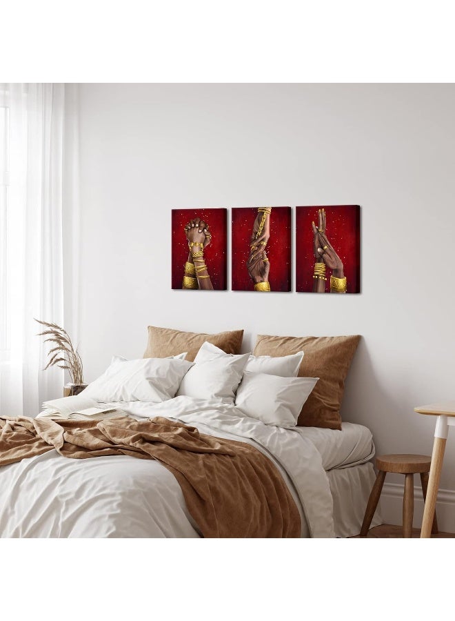 Home Trove Sechars African American Wall Art Canvas Black Woman And Man Hand In Hand Love Painting Bedroom Decor Gold Jewelry Pictures Poster Artwork Modern Home Living Room Decorations (Small)  - Image 3