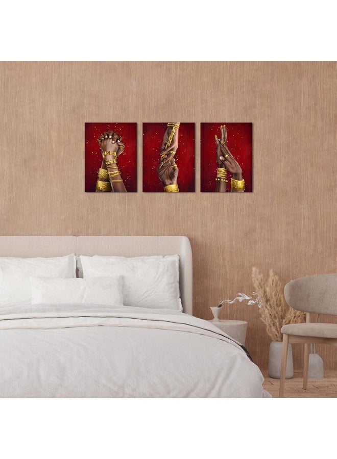 Home Trove Sechars African American Wall Art Canvas Black Woman And Man Hand In Hand Love Painting Bedroom Decor Gold Jewelry Pictures Poster Artwork Modern Home Living Room Decorations (Small)  - Image 5