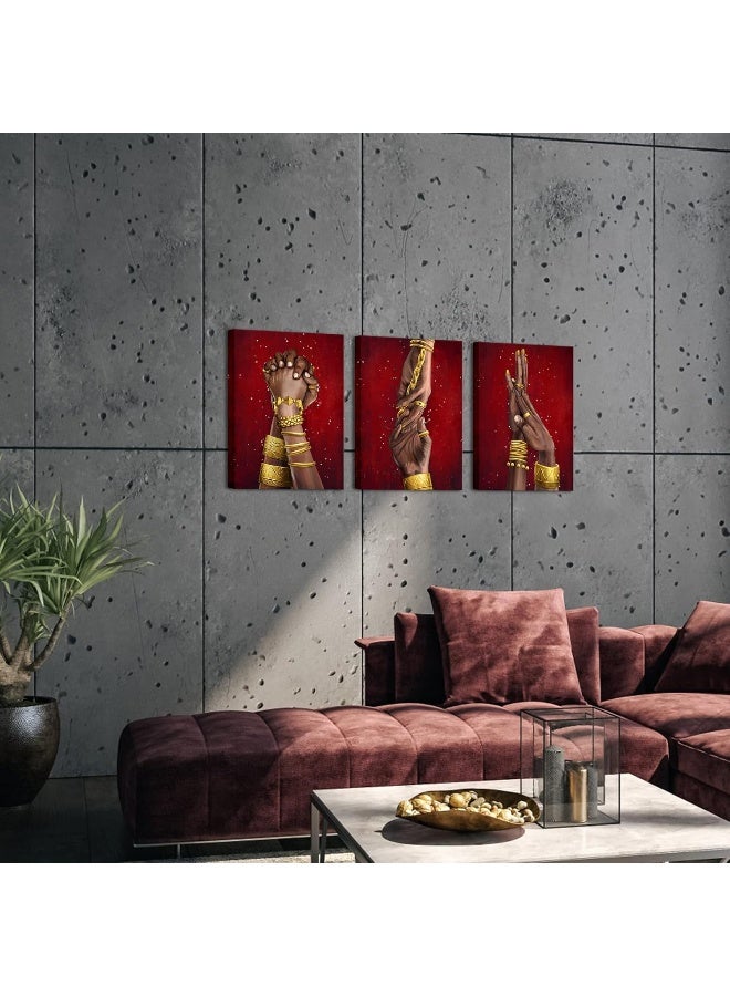 Home Trove Sechars African American Wall Art Canvas Black Woman And Man Hand In Hand Love Painting Bedroom Decor Gold Jewelry Pictures Poster Artwork Modern Home Living Room Decorations (Small)  - Image 2