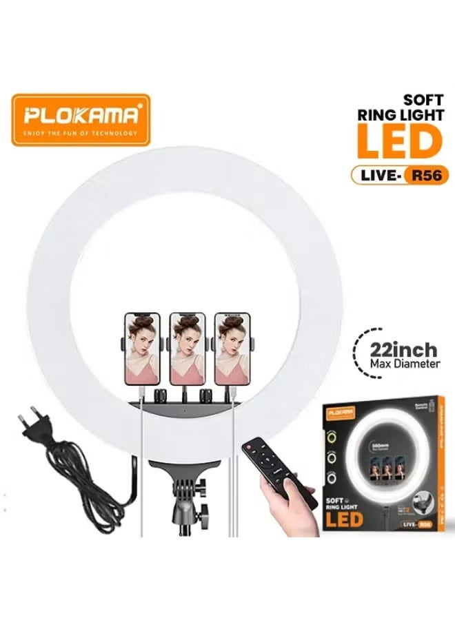PLOKAMA Soft LED Ring Light 22 inch with Tripod Stand & Phone Holder – Dimmable 10” Ring Light for Makeup, Selfies, YouTube, TikTok, Zoom, Video Recording, Live Streaming – 3 Light Modes, USB Powered - Image 5