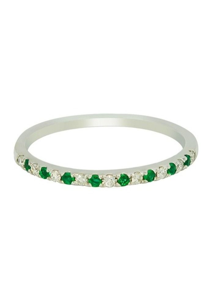 Capri Gold Capri Gold Emerald Diamond Pave Ring in 18K Yellow Gold, 8 US  - Image 1