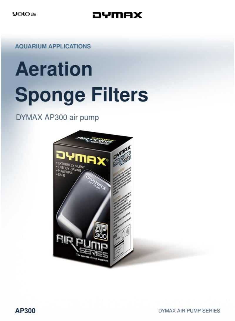 Dymax AP 300 Air Pump, Silent Aquarium Oxygen Aerator, Powerful Freshwater Air Pump, Reliable Marine Aerator for Freshwater, Marine, Aquarium Tanks - Image 2