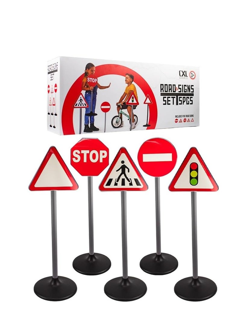 UKR 70 cm Traffic Signs Set – 5-Piece Pretend Play Road Signs for Kids | Educational Learning Toys for Boys | Ideal for Car Playsets & Traffic Activities - Image 1