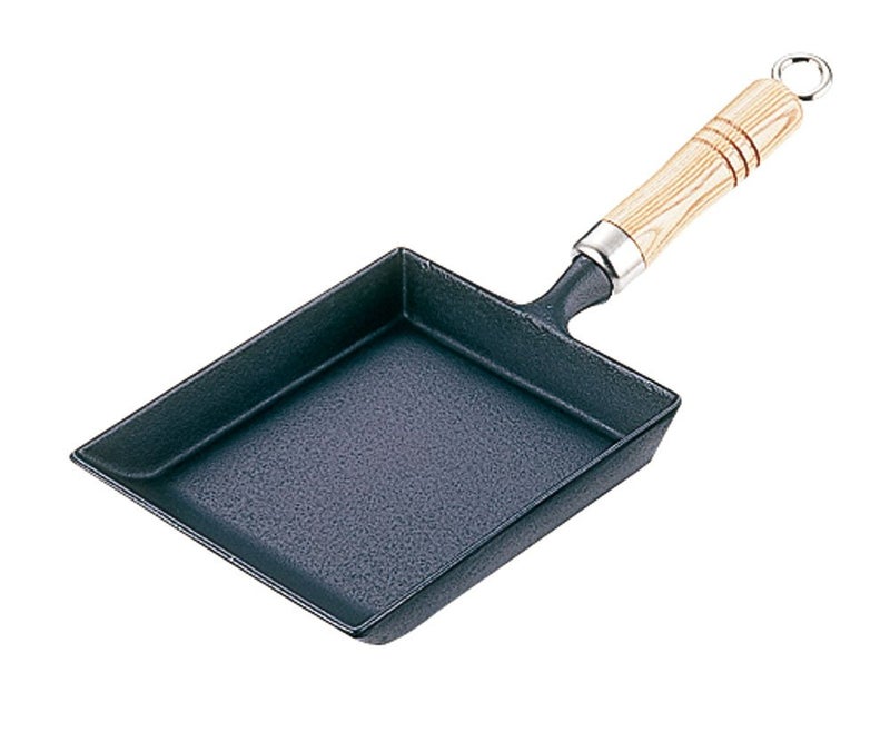 Iwachu Square Frying Pan 18 x 15 75 cm Black NonStick Wood Handle Induction Compatible