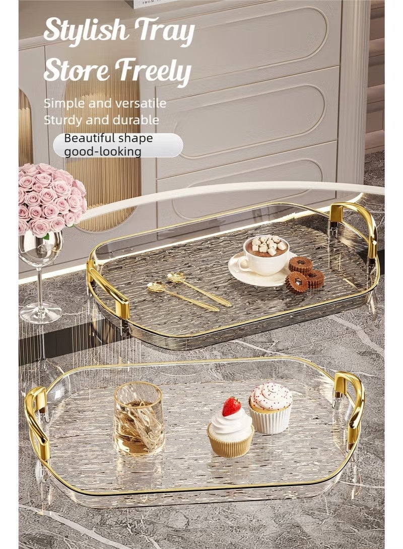 NIBEMINENT طقم صينية تقديم فاخر من 3 قطع للقهوة والشاي السعودي | تصميم أنيق متعرج ومضاد للتسرب مع مقابض مصقولة - Image 2