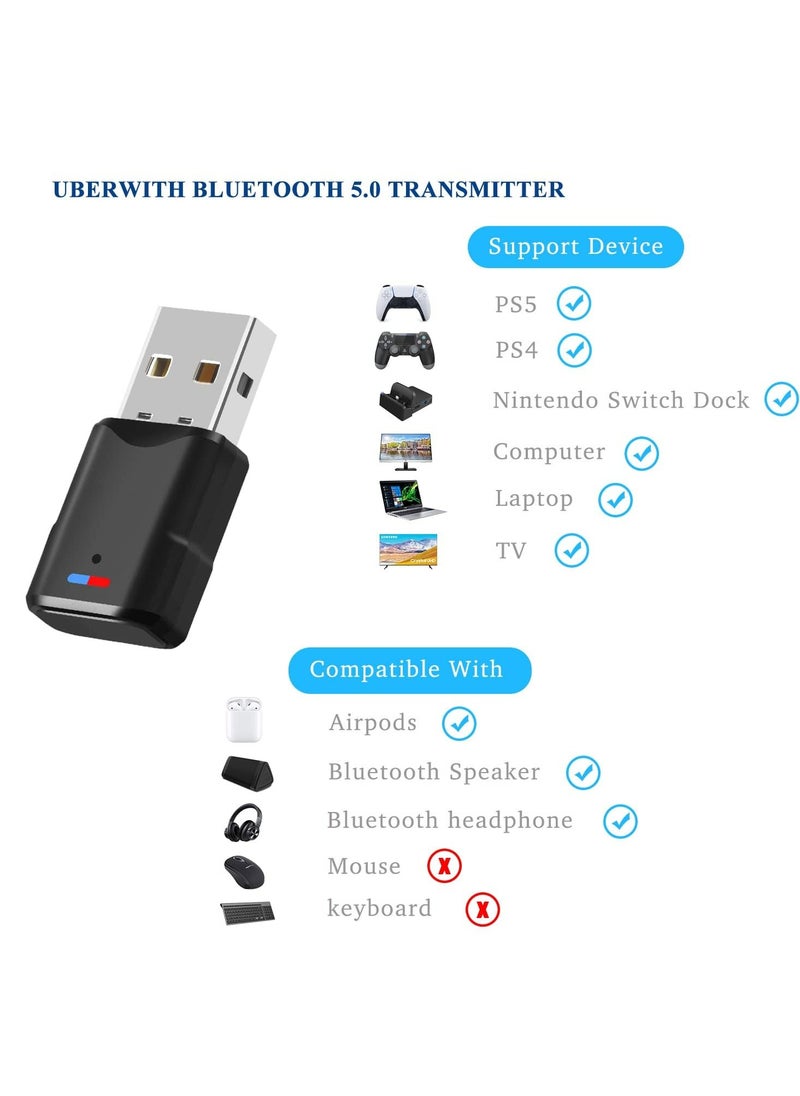 CMGTYYD Bluetooth Audio Adapter for PS5 Bluetooth Dongle 5.0 Adapter Compatible with Airpods, Headset, Speaker - for PS5/PS4/Windows 10/8/7/XP USB Bluetooth 5.0 Dongle  - Image 3