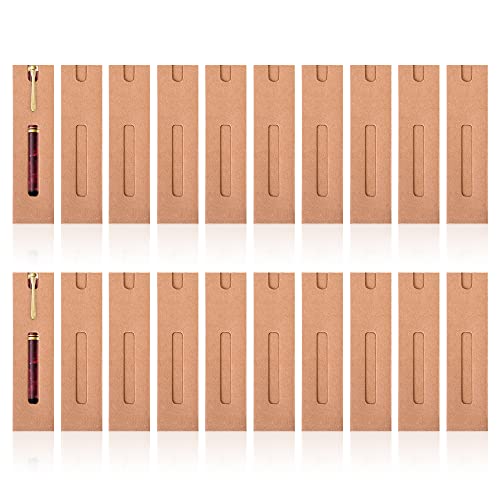 Yitexin 20Pcs Single Pen Sleeve Case Holder, Single Pen Pouch with Window for Display, Single Pen Protector Made of Paper, Pen Packaging Bag (Brown) - Image 1