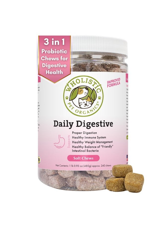 Wholistic Pet Organics Wholistic Pet Organics:Dog Probiotics and Digestive Enzymes-Probiotic Chews for Dogs Digestive Health,Support Gut Health Immune Supplement Prevents Dog Digestive Problems (Original, 240 Count)  - Image 1