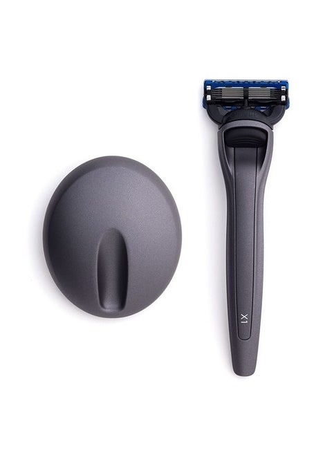 Razor and Stand in Matte Graphite. Fitted with Gillette Fusion5 Blade Cartridge Technology for The Closest Shave. Luxury Razors for Men - Giftable X1 Style.