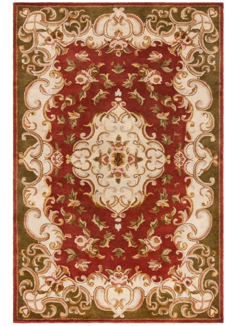 AURUM HOME AH09A Hand Tufted Traditional Area Rug Indoor Living Dining Bedroom Room and Gallery Area Rugs Cut Pile Wool, Rectangle  - Image 1
