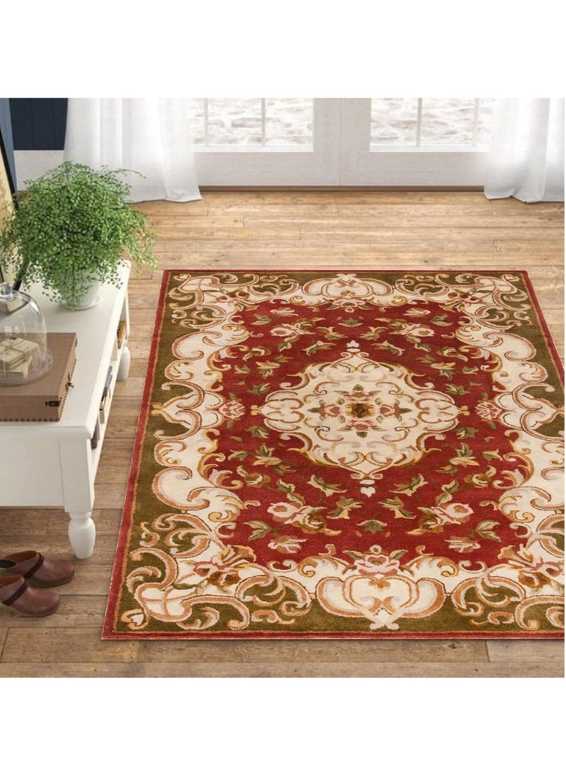 AURUM HOME AH09A Hand Tufted Traditional Area Rug Indoor Living Dining Bedroom Room and Gallery Area Rugs Cut Pile Wool, Rectangle  - Image 2