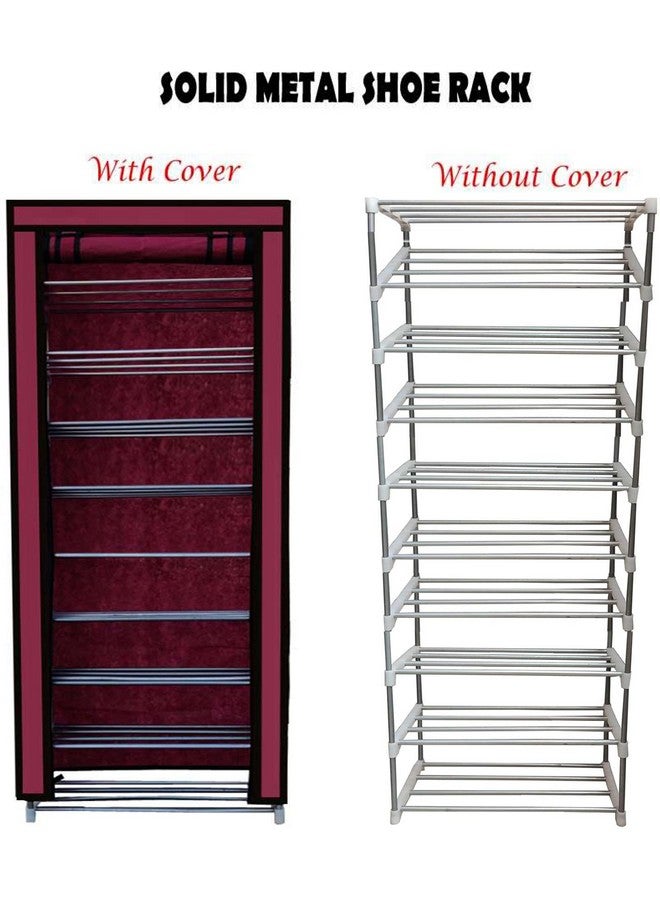 RAXON WORLD Multipurpose 9 Layer Shoe Rack Metal Pipe with Non-Woven 100GSM Fabric Cover Shoe Rack for Home, Office Cloth/Toy/Books Rack-Maroon, Cm - Image 2