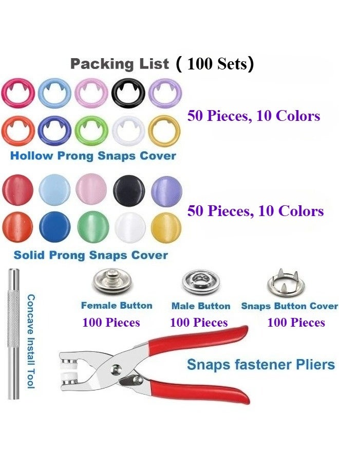 SenRan 404Pcs Snap Fasteners Tool Kit Hollow and Solid Metal Prong Snaps Buttons with Setting Tool for Clothing Crafting Sewing - Image 2