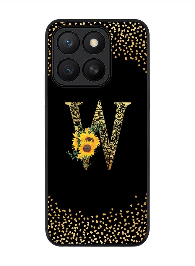 Stylizedd For Honor X8c Case,Slim fit Camera Protection, Shockproof Thin Phone cover  - Custom Floral Monogram - W ( Black ) - Image 1