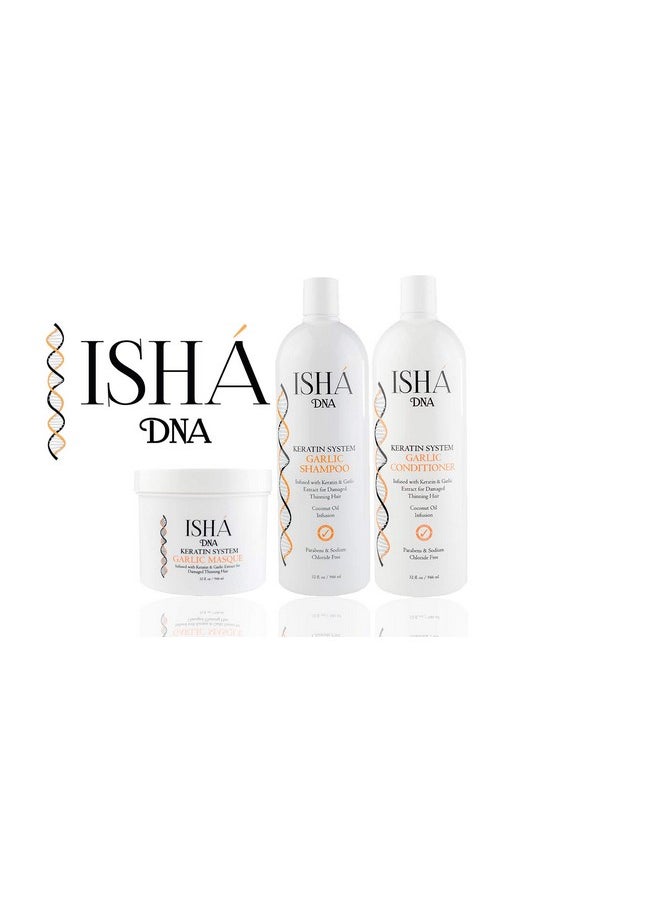 ISHA DNA - Keratin System Garlic Shampoo Infused With Keratin And Garlic Extract For Damaged Thinning Hair Stops Hair Loss And Promotes Growth Sulfate And Paraben Free - Image 1