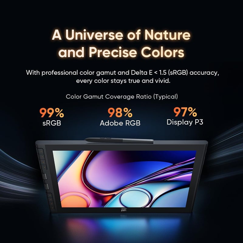 XPPen Artist 16 3rd Drawing Tablet with Screen, 15.4"Pen Display with 16K Pressure Stylus, Anti-Glare Etched Glass, 2 Scroll Wheels & 8 Hotkeys, Include Foldable Stand, Compatible with Mac/Win/Android - Image 4